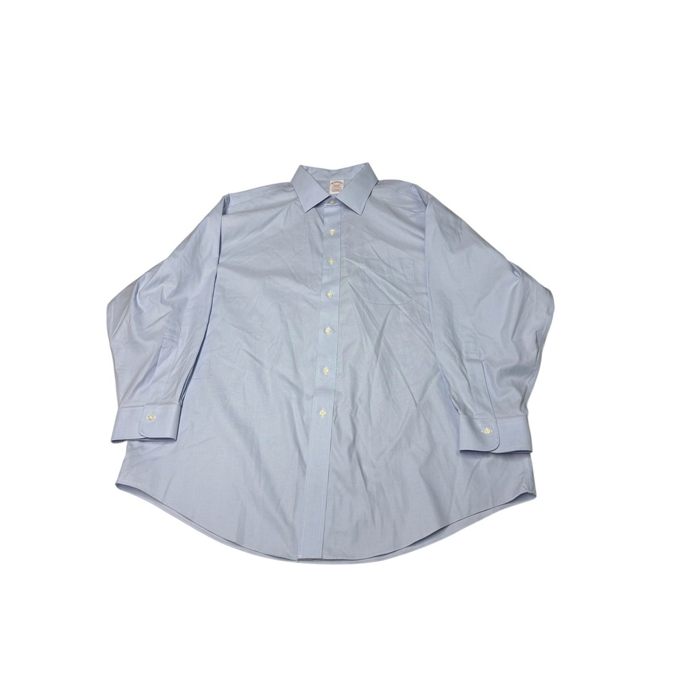 Brooks Brothers Traditional Non-Iron Stretch Shirt 17.5-33 Light Blue Supima